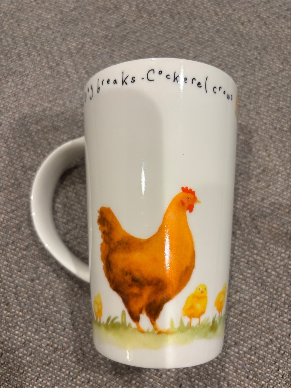 Kent Pottery Cream Ceramic Chicken & Chicks Mug